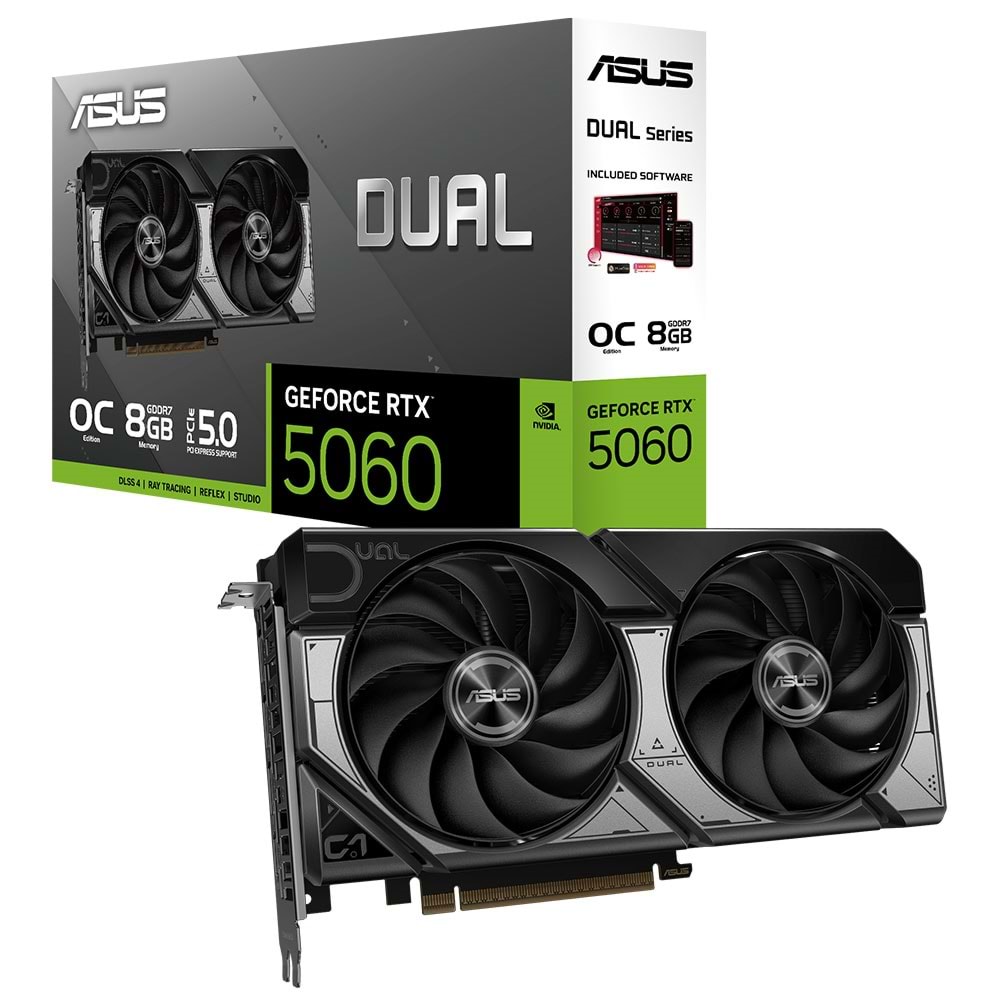 Asus DUAL-RTX5060-O8G 8GB GDDR7 DP/HDMI PCI 5.0 Ekran Kartı
