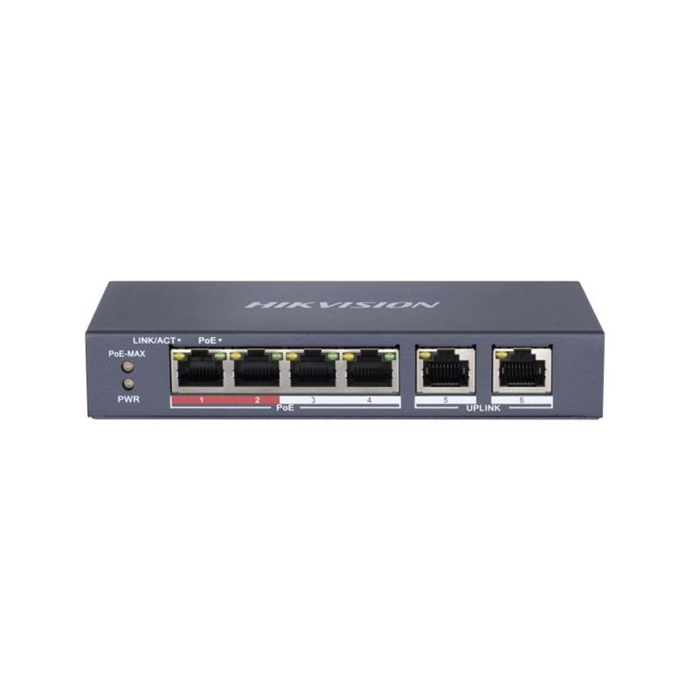 Hikvision DS-3E0106P-E/M 4 Port PoE (38W) 10/100Mbps + 2FE Uplink Switch