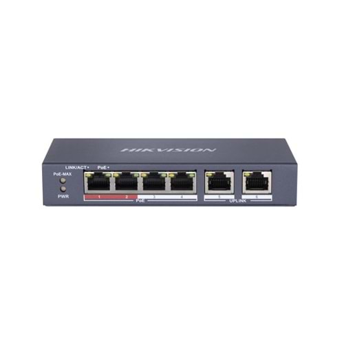 Hikvision DS-3E0106P-E/M 4 Port PoE (38W) 10/100Mbps + 2FE Uplink Switch