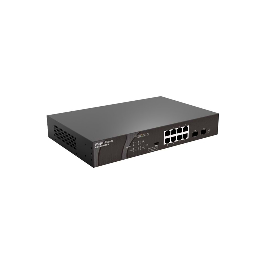 Ruijie Reyee RG-ES110GDS-P 8 Port 120W 2 SFP Gigabit Yönetilemez Poe Switch