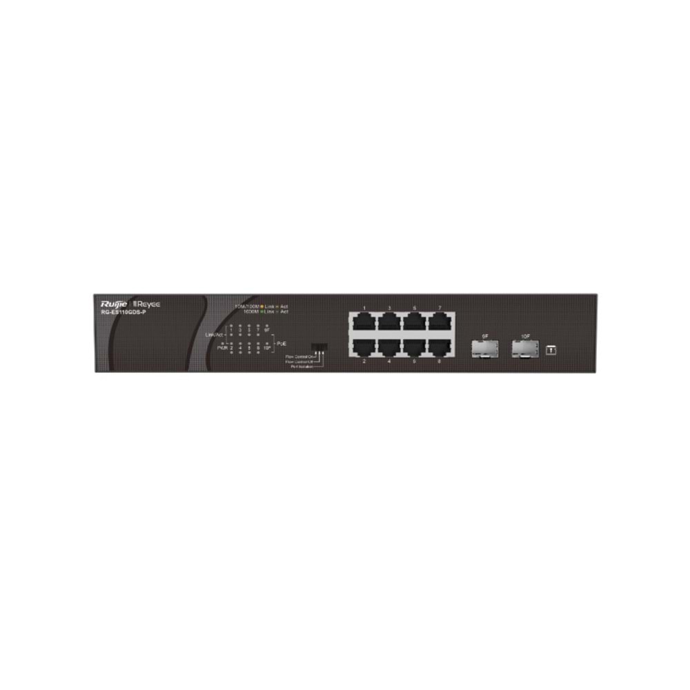 Ruijie Reyee RG-ES110GDS-P 8 Port 120W 2 SFP Gigabit Yönetilemez Poe Switch