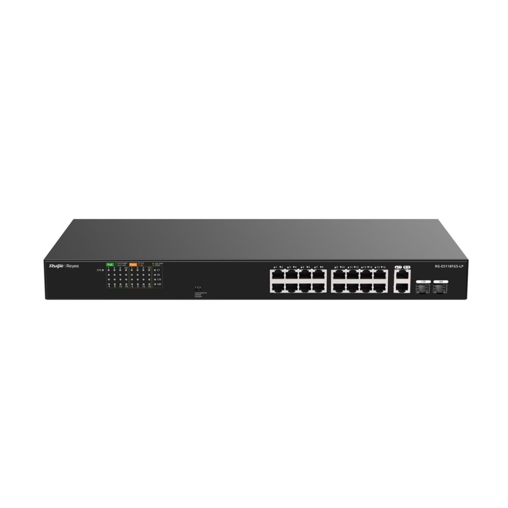 Ruıjıe Reyee RG-ES118FGS-LP 18 Port 10/100 Ethernet Poe Rackmount Switch