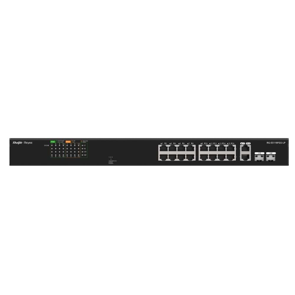 Ruıjıe Reyee RG-ES118FGS-LP 18 Port 10/100 Ethernet Poe Rackmount Switch