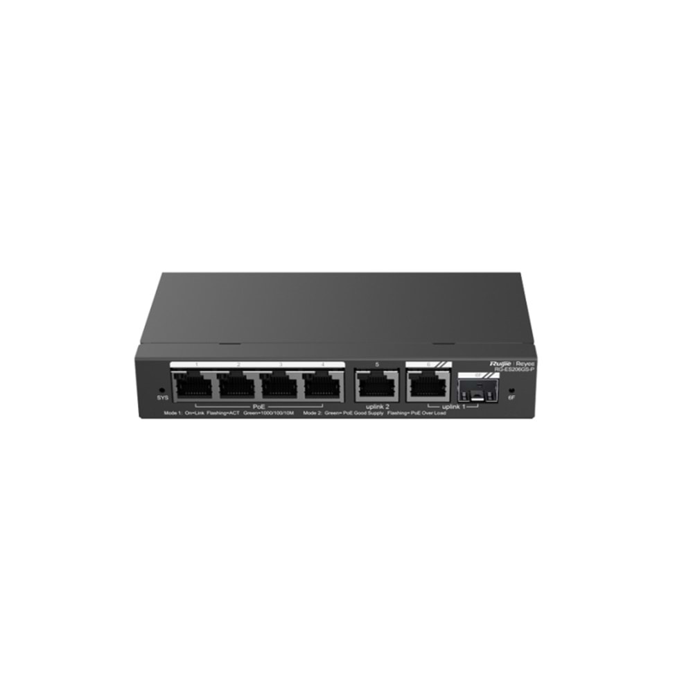 Ruijie Reyee RG-ES206GS-P 4 Port Poe 54W 1Xrj45 Uplink +1xsfp Combo Uplink Gigabit Poe Yönetilebilir Switch