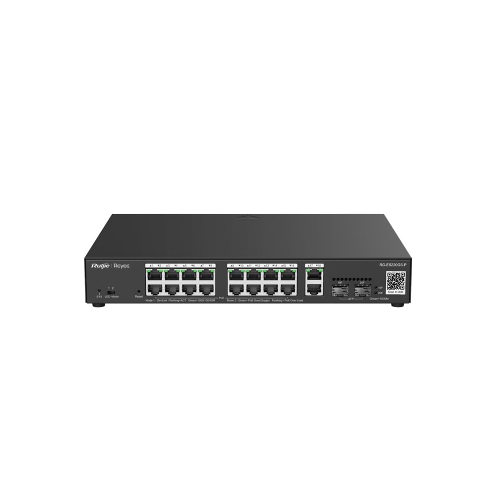 Ruijie reyee Rg-es220gs-p 16xge-2xge/sfp-2xge Uplink 250w Poe Switch