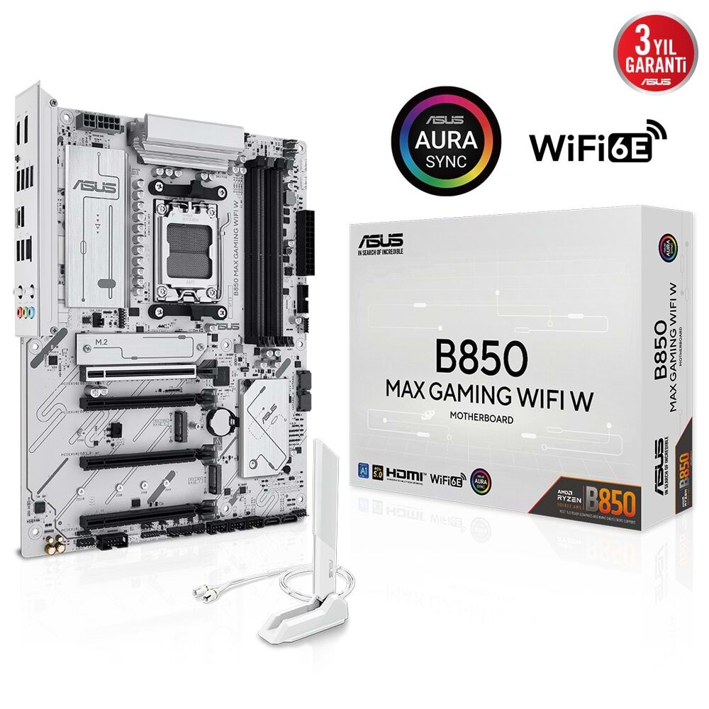 Asus B850 Max Gamıng Wıfı W Amd B850 Am5 Ddr5 8000 Dp Hdmı 3x M2 Anakart