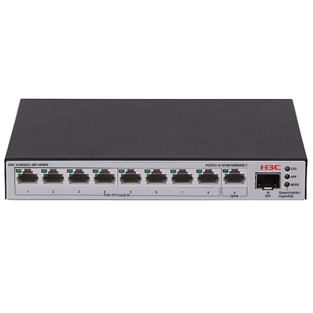 H3C LS-1600V2-10P-HPWR-GL 8 Port 10/100/1000BASE-T 100M/1G +1SFP Ethernet Switch