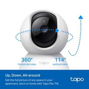 TP-Link Tapo C200C Akıllı Wi-Fi 1080P FHD 360 Derece Hareket Takibi 9M Gece Görüşü Çift Yönlü Ses Güvenlik Kamerası