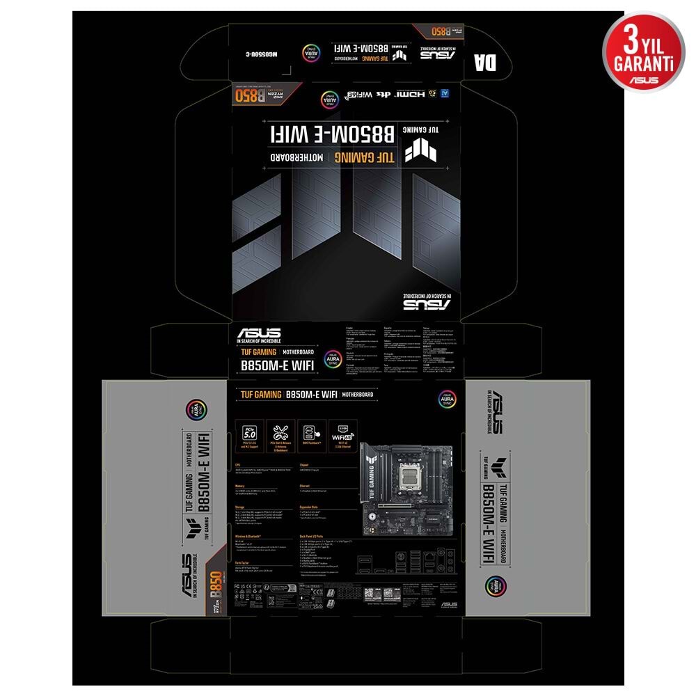 Asus TUF GAMING B850M-E Wi-Fi 6E DDR5 HDMI-DP TYPE-C PCIE 5.0 AM5 Matx