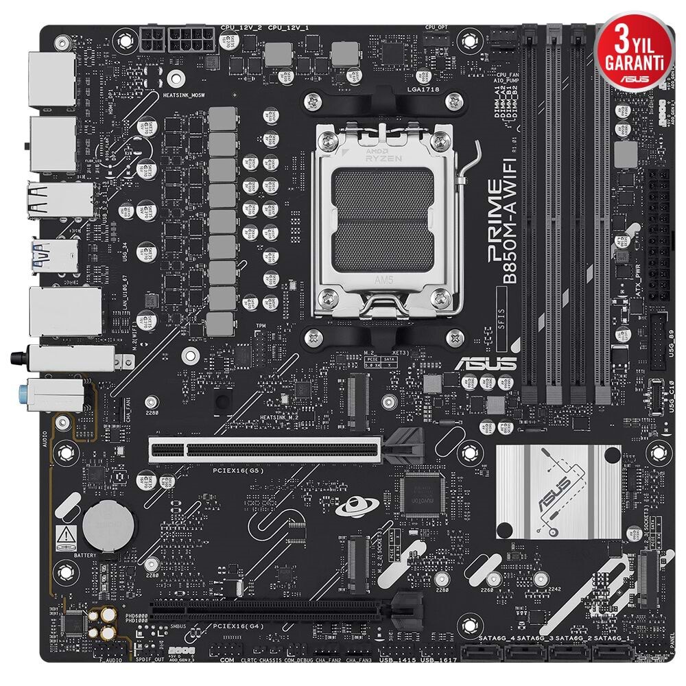 Asus PRIME B850M-A Wi-Fi 6E DDR5 Hdmı-dp Typec Pcıe 5.0 Am5 Matx