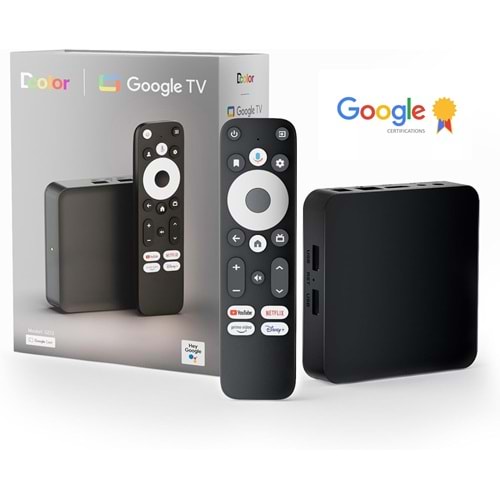 Dcolor GD2 Android 12 Google TV Lisanslı 4K Streaming TV Box , Widevine L1 Sertifika, 2GB Ram 32GB Depolama
