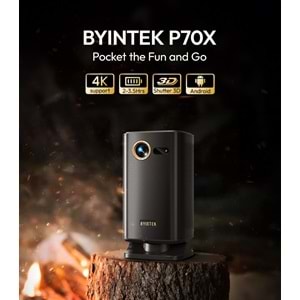 BYINTEK UFO P70X DLP Projeksiyon Cihazı - Taşınabilir Bataryalı, 300 ANSI, Outdoor ve Ev Sinema Sistemi, Android 9.0, 2025 Yeni Versiyon