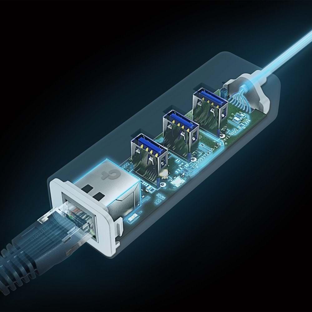 TP-Link UE330C USB Type-C den 3 adet Type-A 3.0 Hub ve Gigabit Ethernet Adaptörü