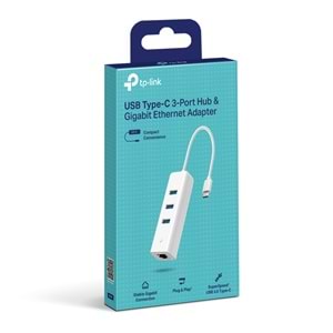 TP-Link UE330C USB Type-C den 3 adet Type-A 3.0 Hub ve Gigabit Ethernet Adaptörü