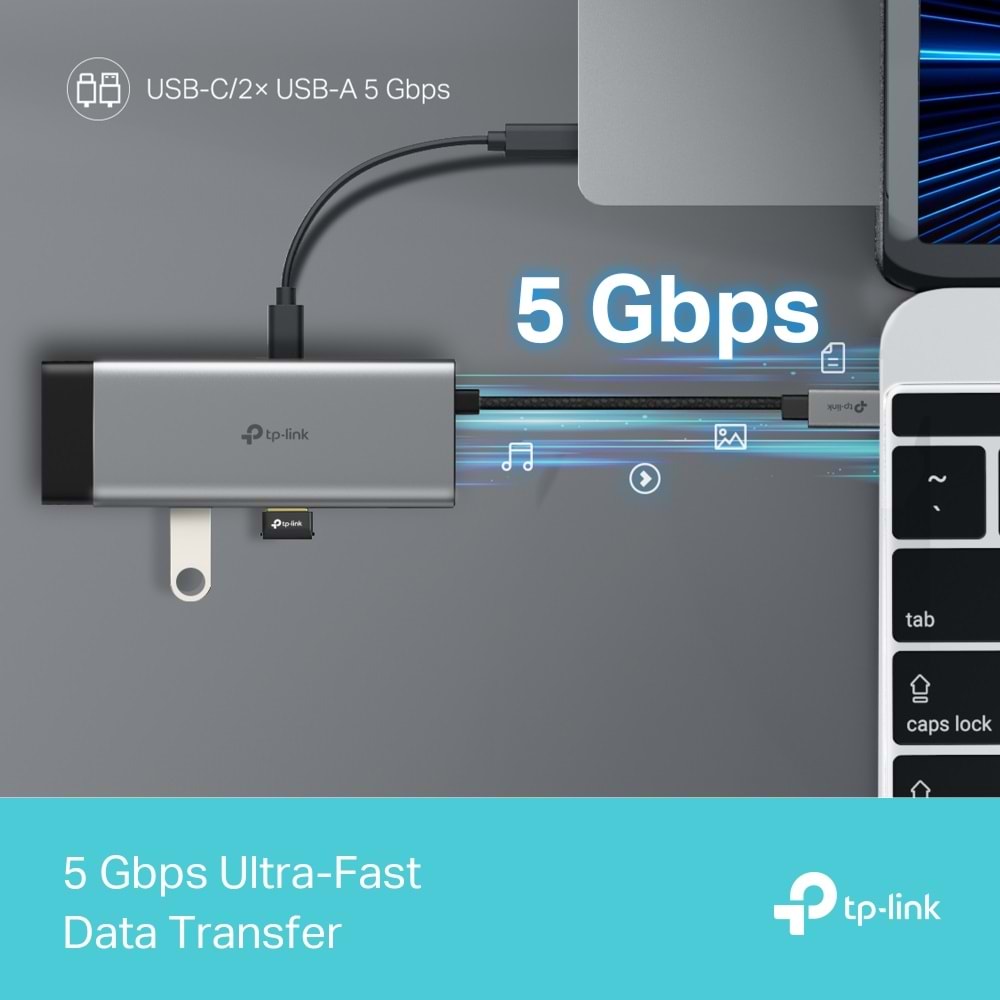 Tp-link UH5020C Type C Port 5'i Bir Arada Usb-c Hub Gri