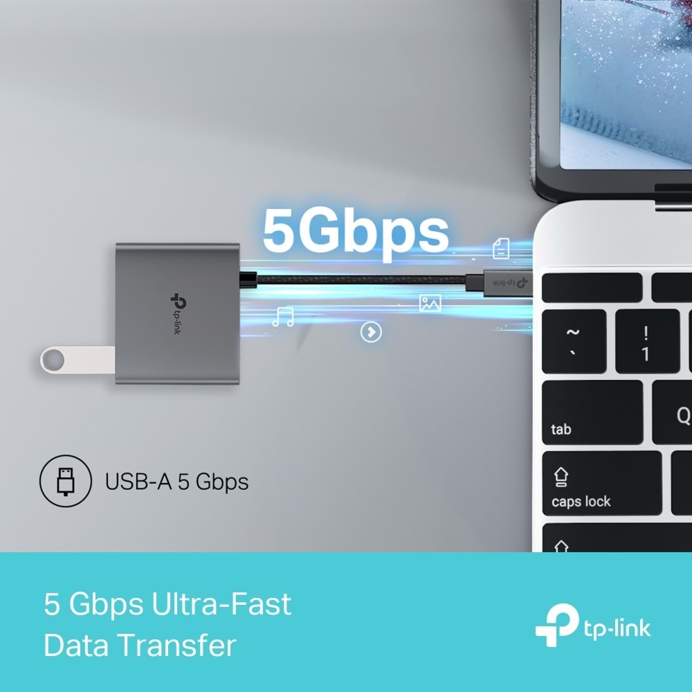 TP-Link UH3020C 4K 60Hz HDMI, 100W Hızlı Şarj, 1x Type-A, 3'ü Bir Arada USB-C Hub