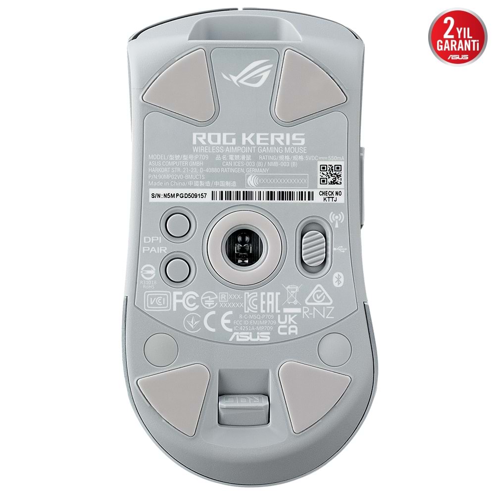 Asus P709 ROG KERIS WL AIMPOINT/BLK 2,4 GHz ve Bluetooth Kablosuz Mouse