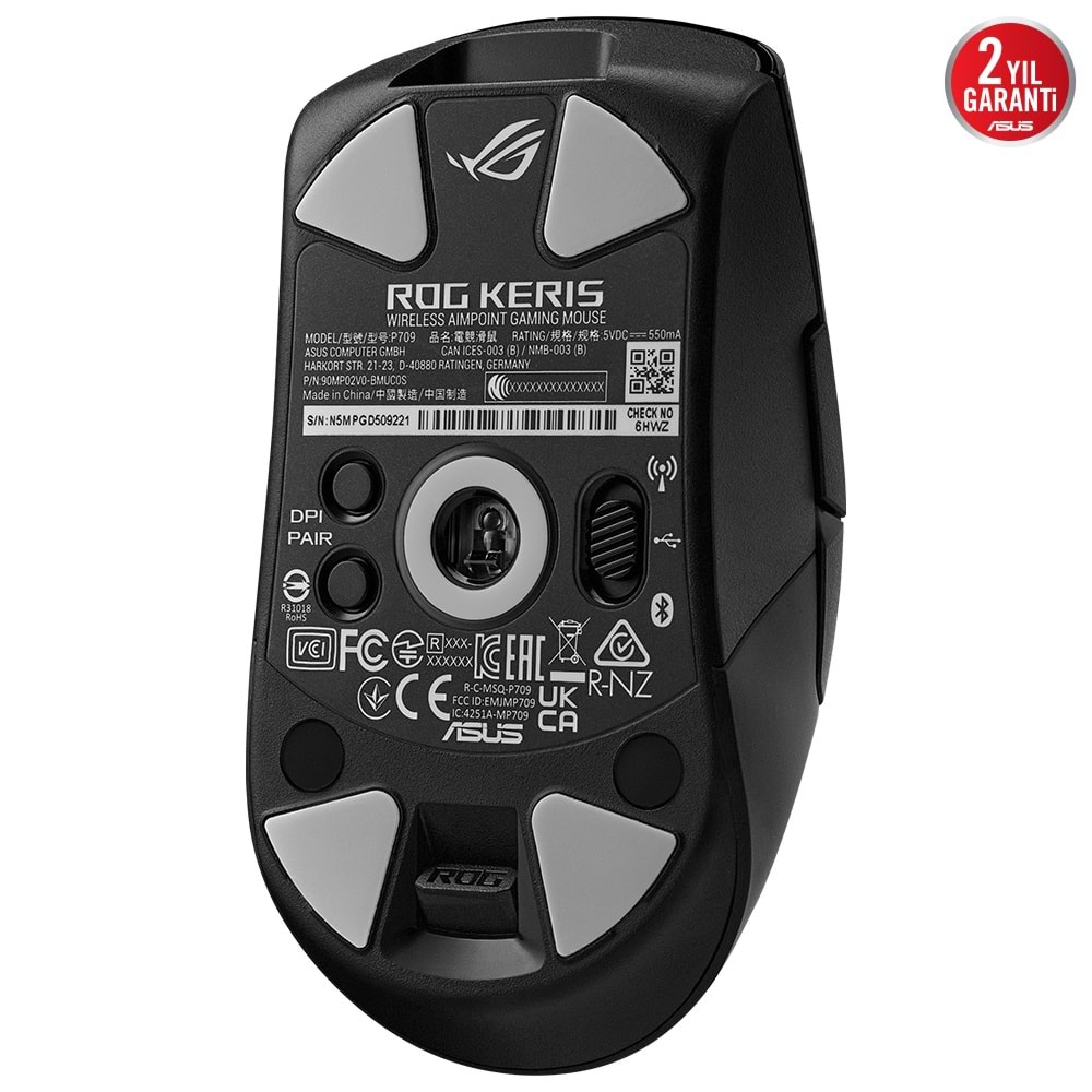 Asus P709 ROG KERIS WL AIMPOINT/BLK 2,4 GHz ve Bluetooth Kablosuz Mouse