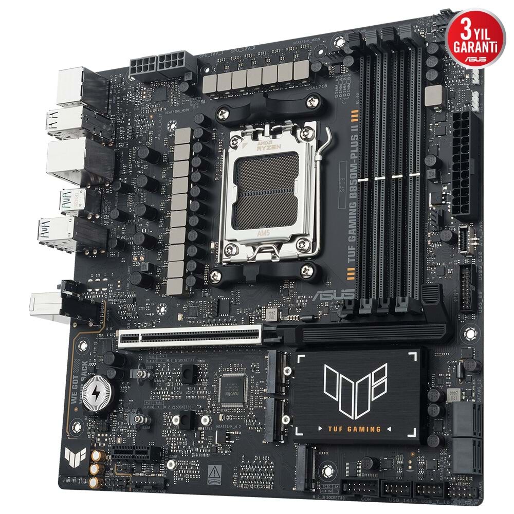 Asus TUF GAMING B850M-Plus II DDR5 8000 MHz OC M.2 HDMI/DP/USB-C PCIe 5.0 AM5 mATX Anakart