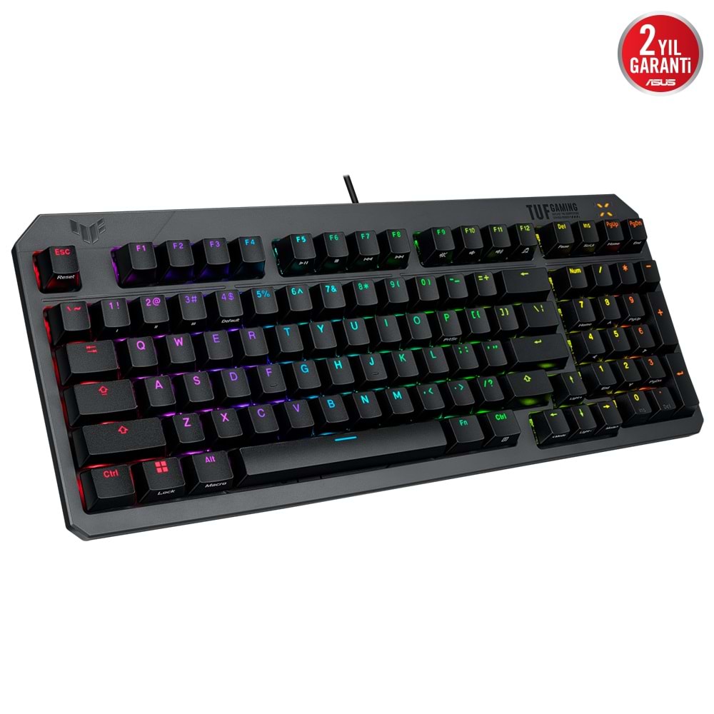 Asus TUF Gaming K3 RD/TR Gen II Red Switch Kablolu Türkçe RGB Optik Mekanik Gaming Klavye