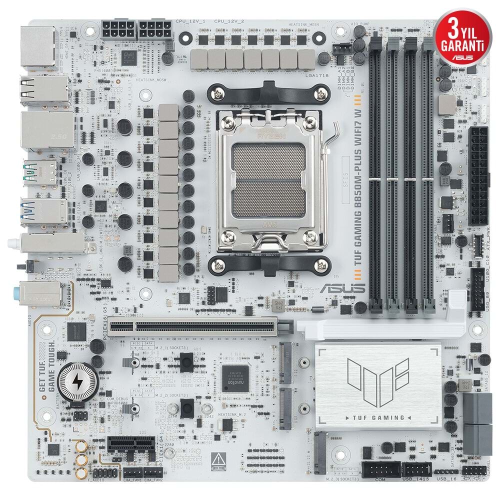 Asus TUF GAMING B850M-PLUS WI-FI 7 W DDR5 8000 MHz OC M.2 HDMI/DP/USB-C PCIe 5.0 AM5 mATX Anakart