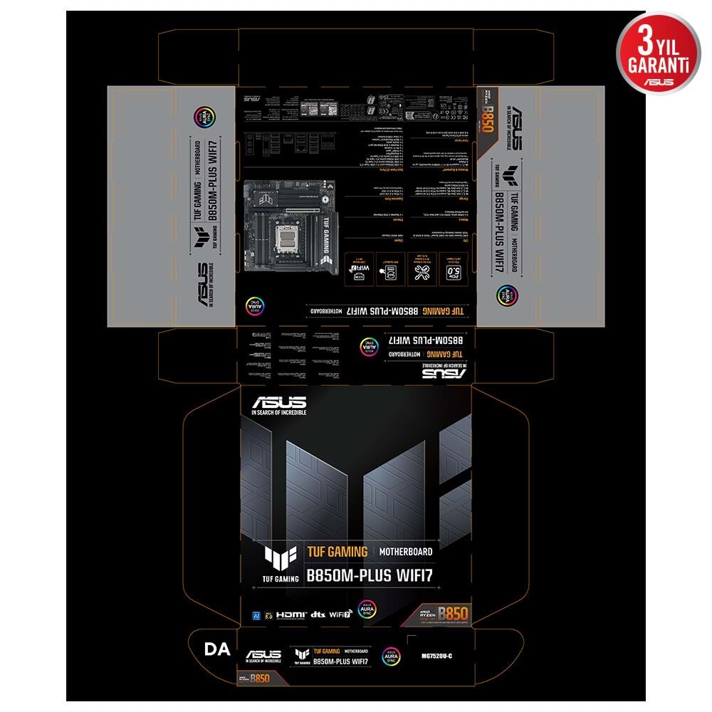 Asus TUF GAMING B850M-PLUS WI-FI 7 AMD B850 AM5 DDR5 8000 DP HDMI Anakart