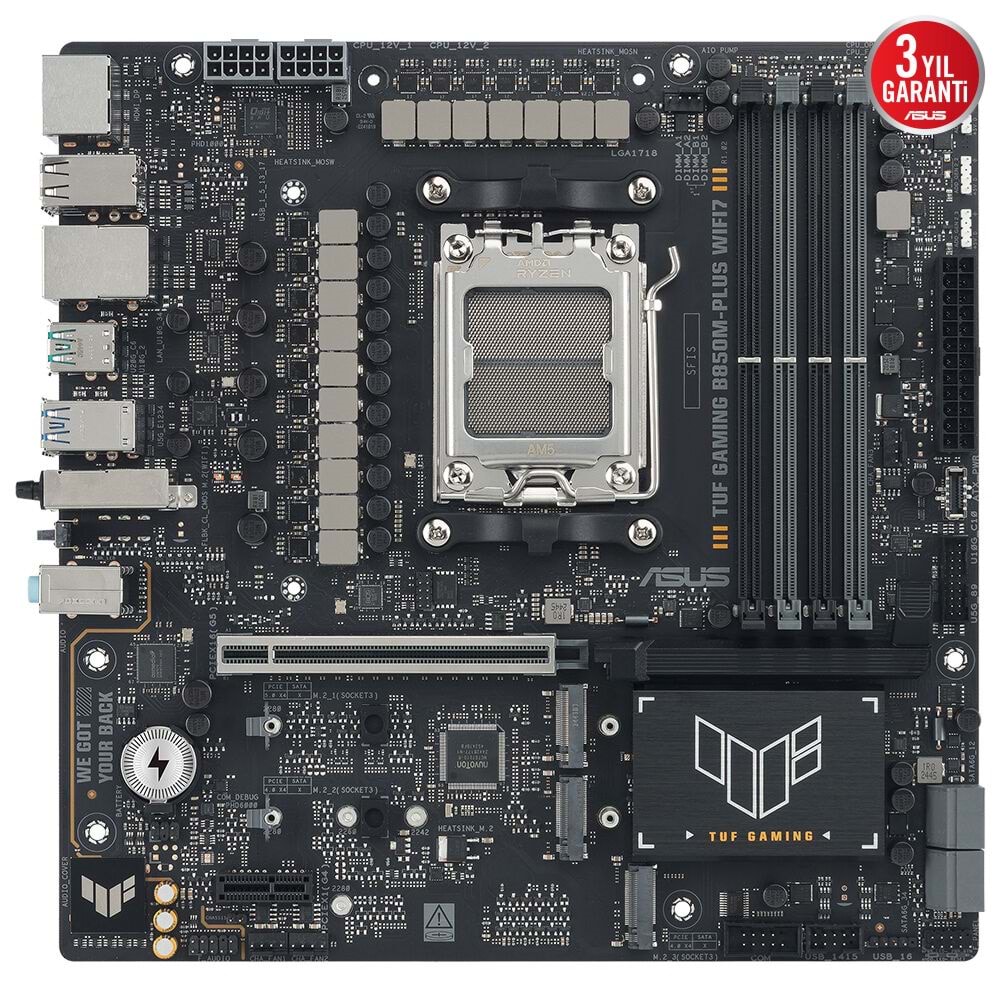 Asus TUF GAMING B850M-PLUS WI-FI 7 AMD B850 AM5 DDR5 8000 DP HDMI Anakart