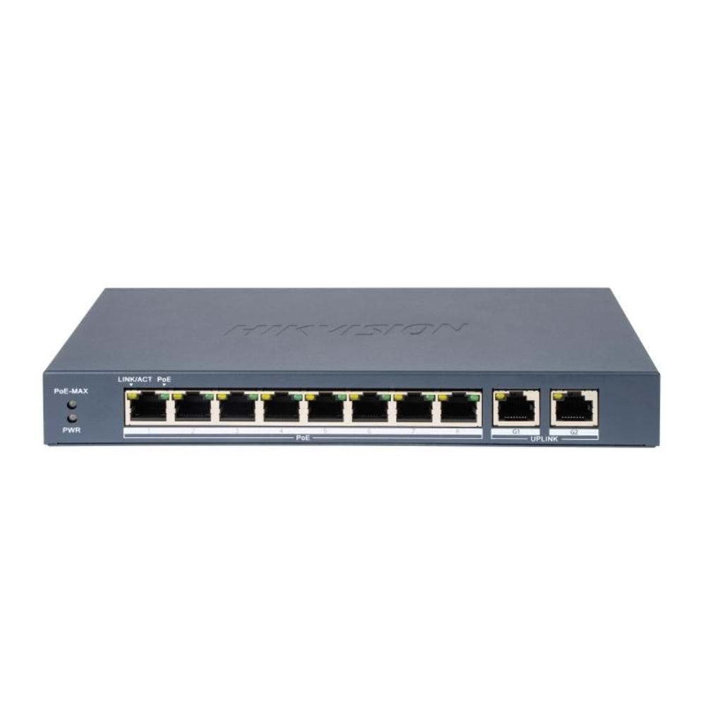 Hikvision DS-3E1310P-EI/M 8 Port 10/100 Mbps 2 Gigabit Uplink Port Akıllı PoE Switch