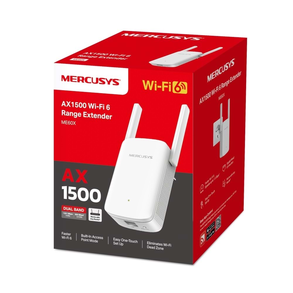 Tp-Link Mercusys ME60X AX1500 Wi-Fi 6 Menzil Genişletici