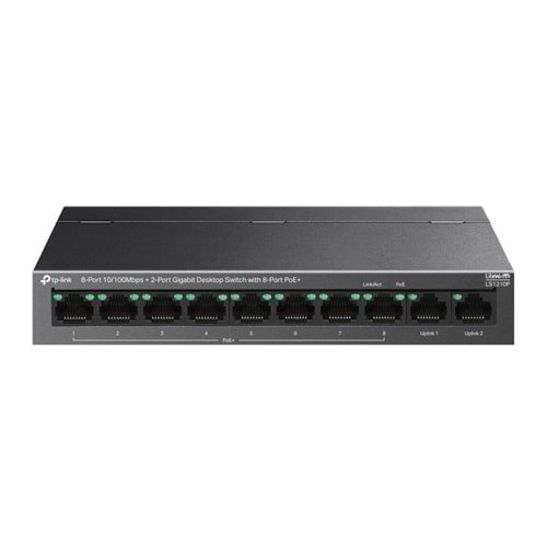 TP-Link LS1210P 8-Port 10/100 Mbps+2 Port Gigabit Switch with 8-Port PoE+ (96W)