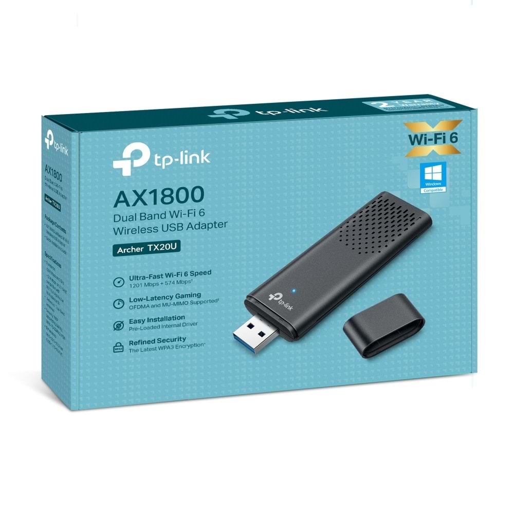 Tp-Link Archer TX20U AX1800 Dual Band Wi-Fi USB Adaptör