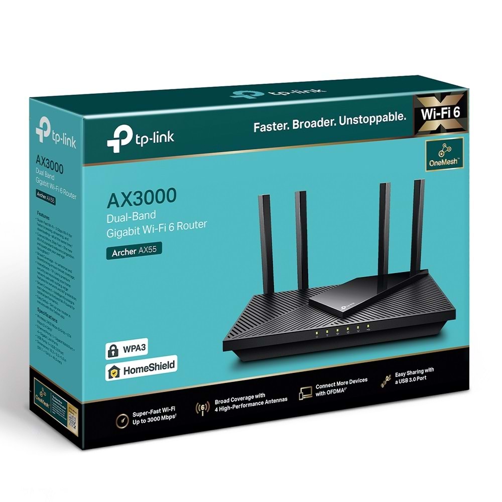TP-Link Archer AX55 AX3000 Dual Band Wi-Fi 6 Router