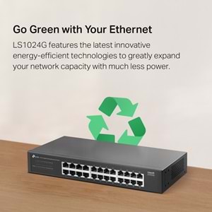 Tp-Link LS1024G 24 Port Gigabit Desktop/Rackmount Switch (Metal Kasa)