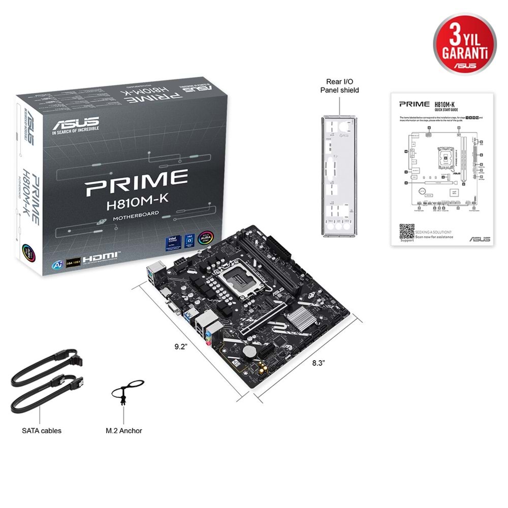 Asus PRIME H810M-K DDR5 M.2 USB3.2 HDMI/VGA PCI 4.0 Anakart