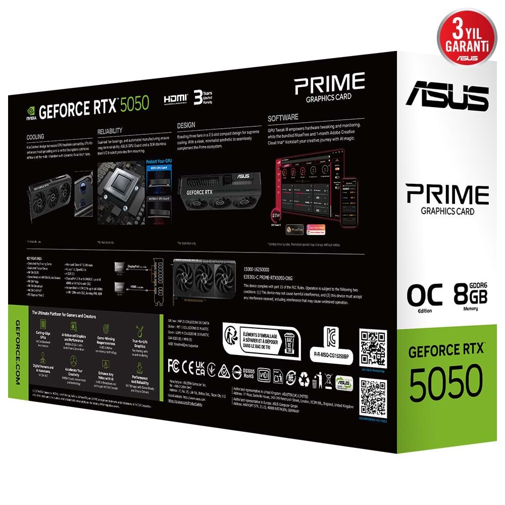 Asus PRIME-RTX5050-O8G RTX 5050 OC 8 GB GDDR6 128 Bit HDMI/DP Ekran Kartı