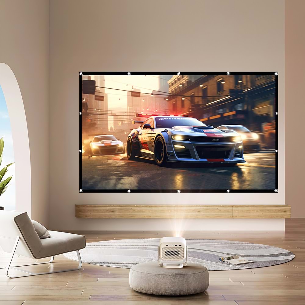 BYINTEK 100 inc Projeksiyon Perdesi Taşınabilir Seyahat Duvar Askı Aparatlı, Ev, Ofis, Kamp, Açık Hava