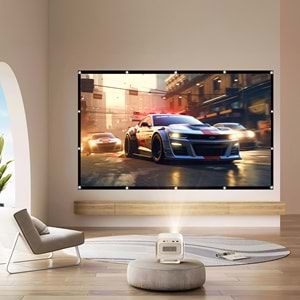 BYINTEK 100 inc Projeksiyon Perdesi Taşınabilir Seyahat Duvar Askı Aparatlı, Ev, Ofis, Kamp, Açık Hava