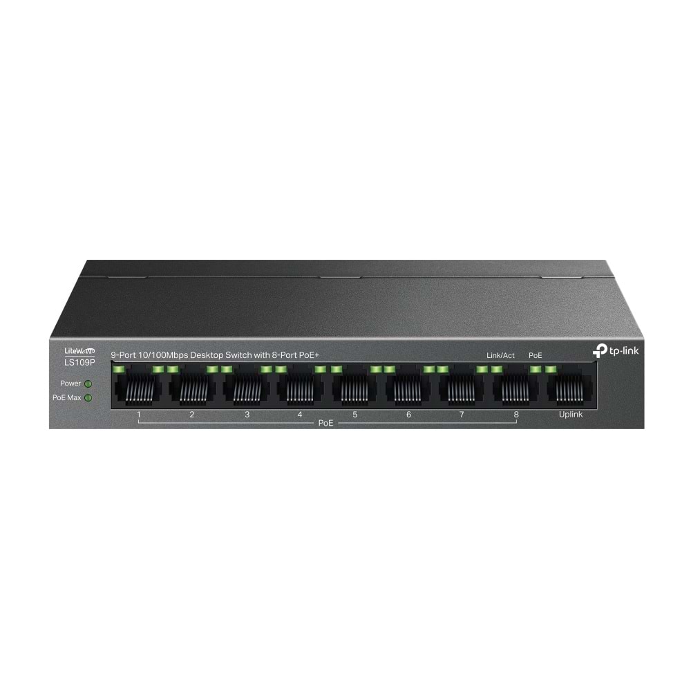 TP-Link LS109P 9 Port 10/100 8 Port Poe 63 W Yönetilemez Switch
