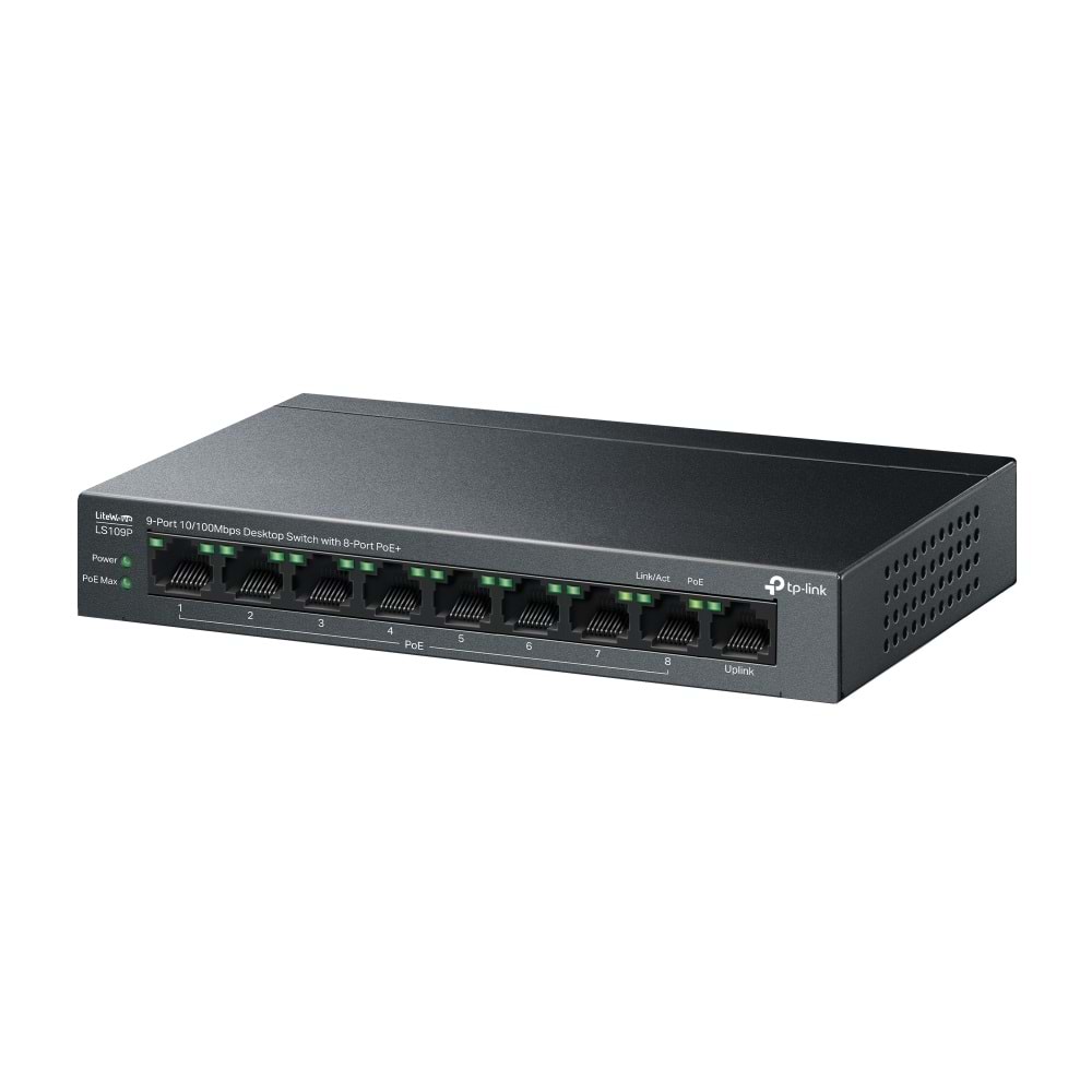 TP-Link LS109P 9 Port 10/100 8 Port Poe 63 W Yönetilemez Switch