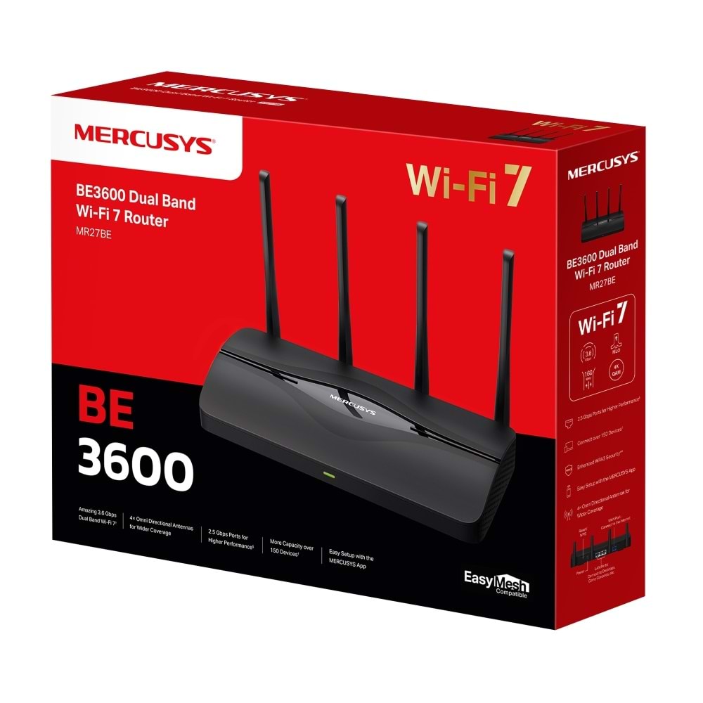 Mercusys MR27BE BE3600 Dual Band Wi-Fi 7 Router Yönlendirici