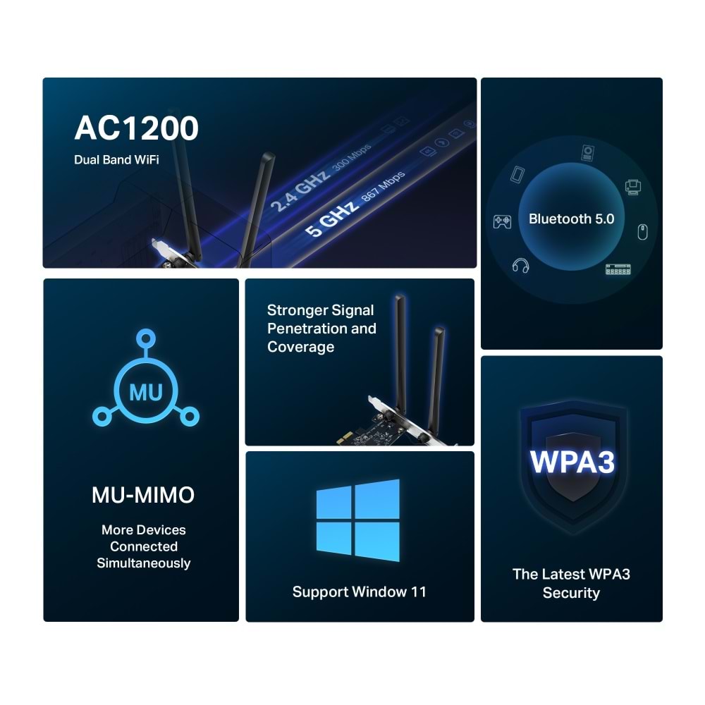 Mercusys MA30E Ac1200 Dual-band Wi-fi Bluetooth Pcı Express Adapter