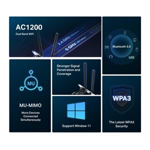 Mercusys MA30E Ac1200 Dual-band Wi-fi Bluetooth Pcı Express Adapter