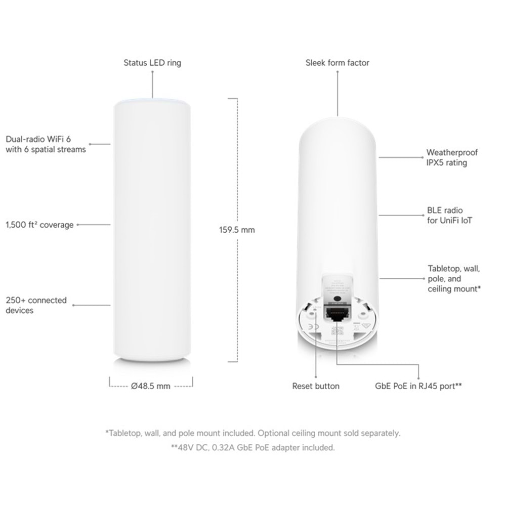 UBNT U6-Mesh 5 GHz WiFi 6 Access Point
