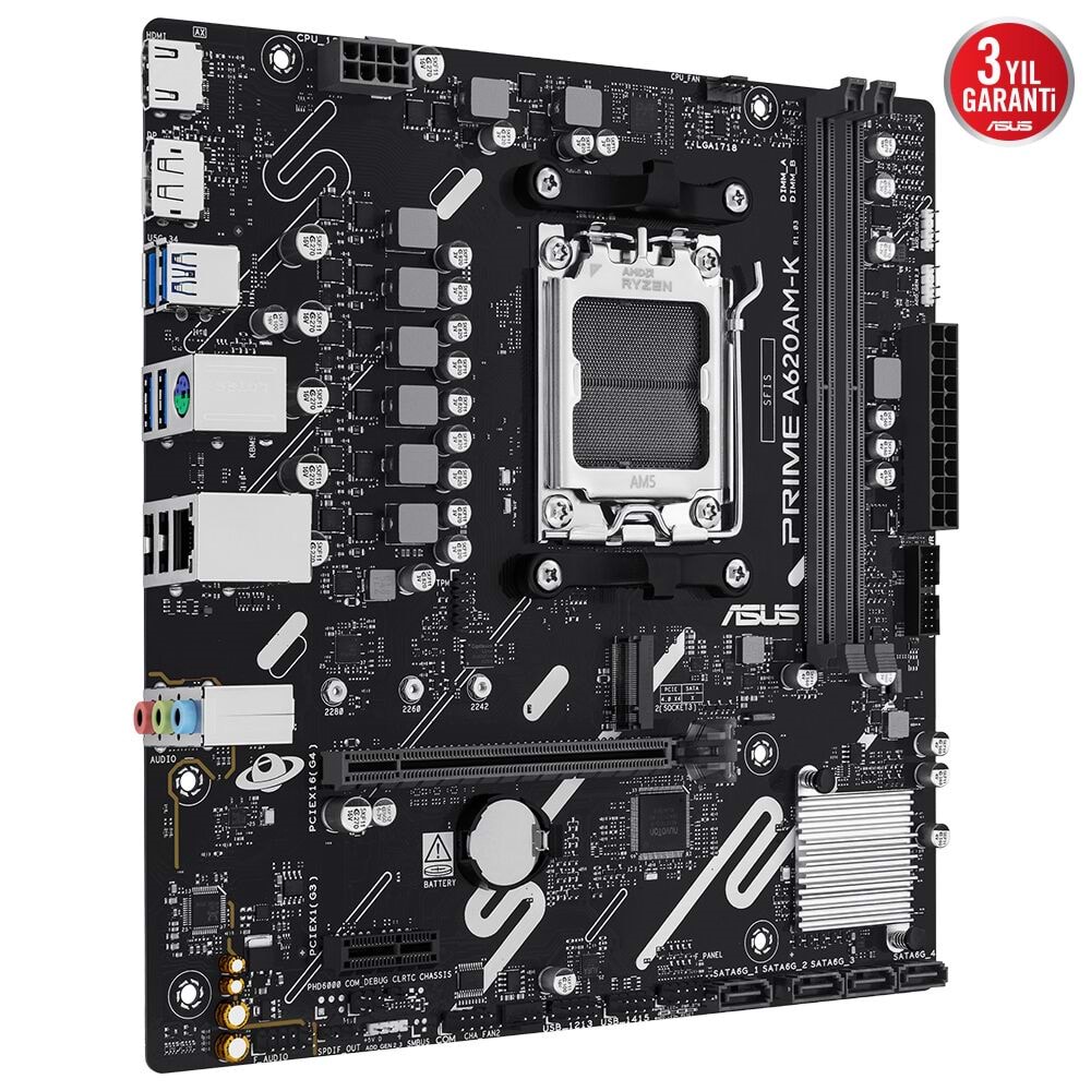 Asus PRIME A620AM-K A620A DDR5 USB3.2 M.2 DP/HDMI PCI 4.0 AM5 Anakart