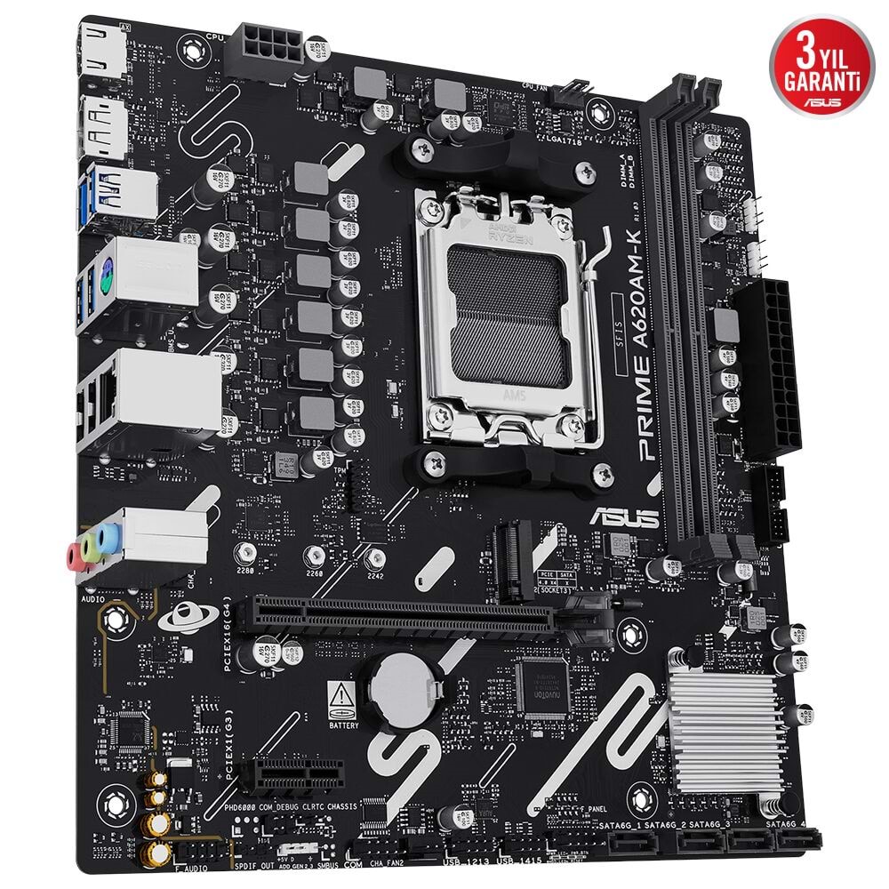 Asus PRIME A620AM-K A620A DDR5 USB3.2 M.2 DP/HDMI PCI 4.0 AM5 Anakart
