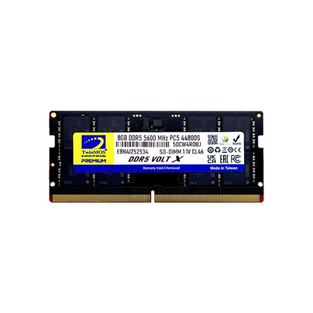 TwinMOS 8GB 5600MHz DDR5 CL46 SO-DIMM Ram (TMD58GB5600S46)