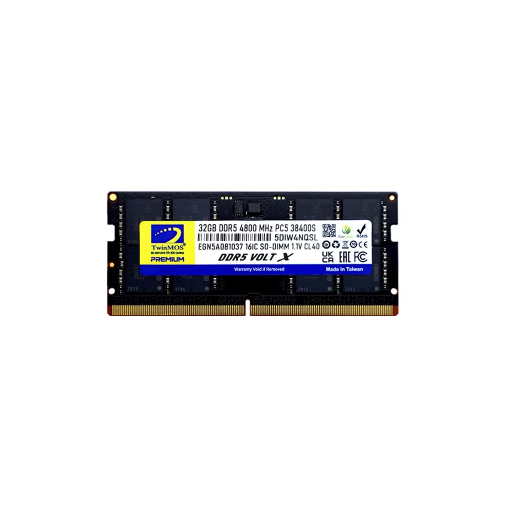 TwinMOS 32GB 4800MHz DDR5 CL40 SO-DIMM Ram (TMD532GB4800S40)