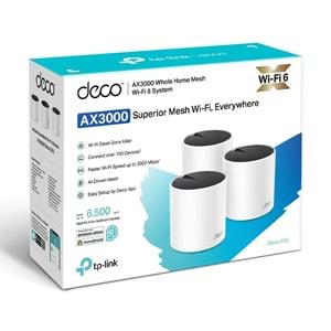 Deco X55 3lü Wi-Fi 6 AX3000 Tüm Evi Kapsayan Mesh WiFi Sistemi