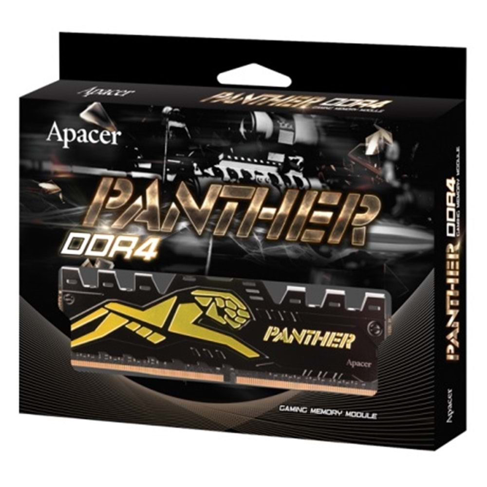 Apacer Panther Black-Gold 8GB (1x8GB) 3200MHz CL16 DDR4 Gaming Ram AH4U08G32C28Y7GAA-1