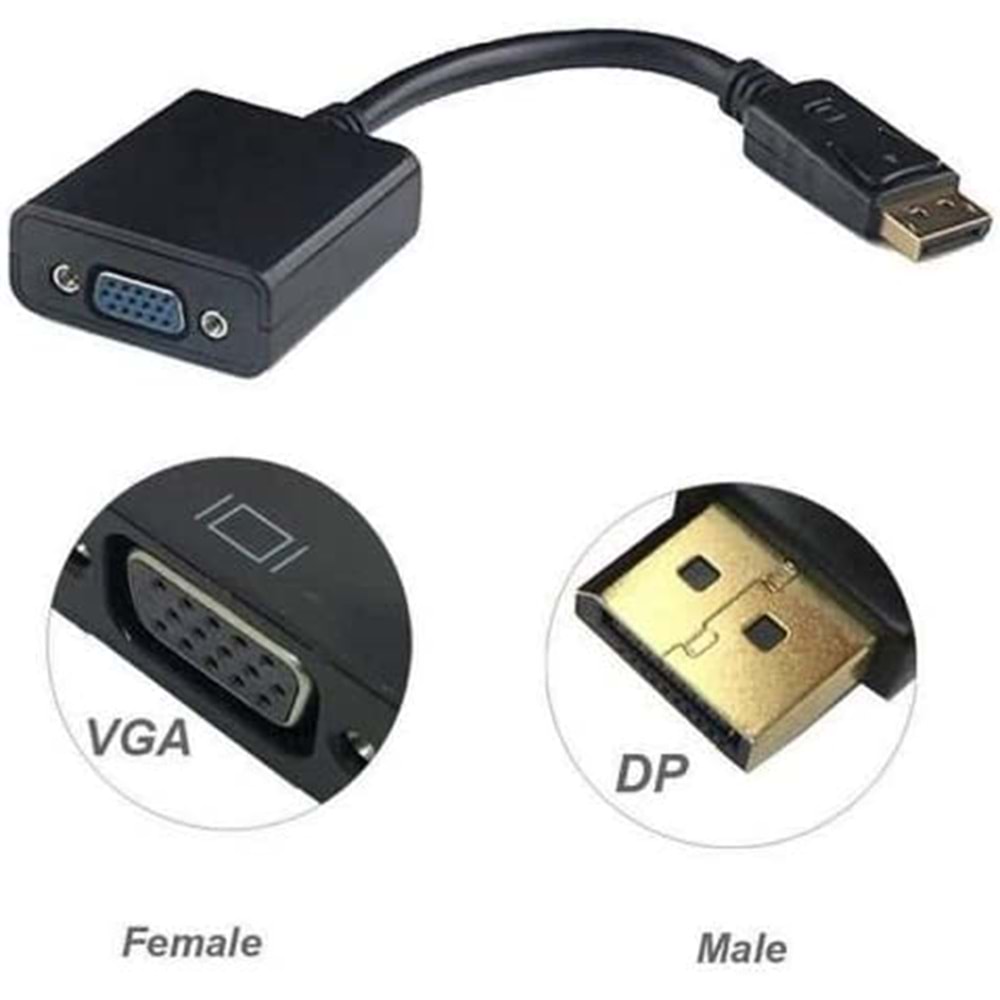 Displayport To Vga Çevirici Converter Dp To Vga Adaptör